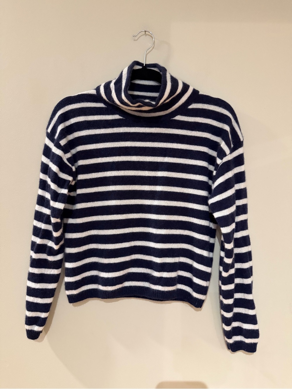 Halston Navy Striped Cashmere Sweater